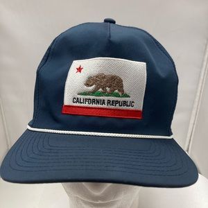 California Republic State Flag Logo Golf 6 Panel Rope Snapback Golf Blue Hat Cap